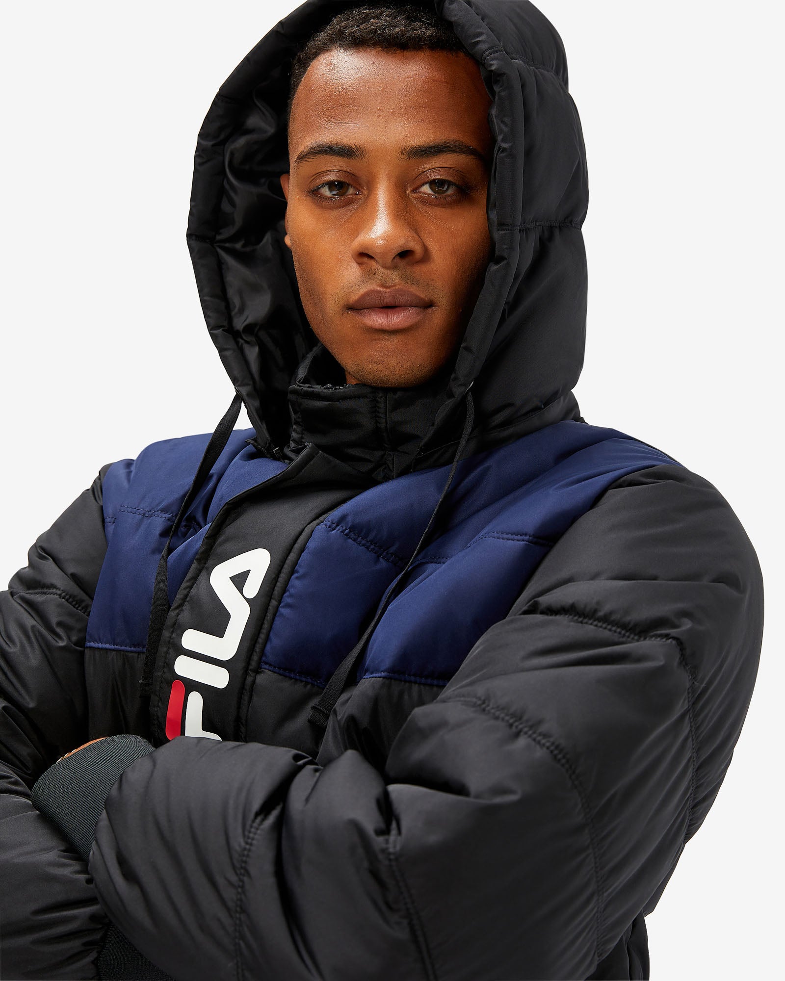 Fila padded jacket on sale with logo tape detail