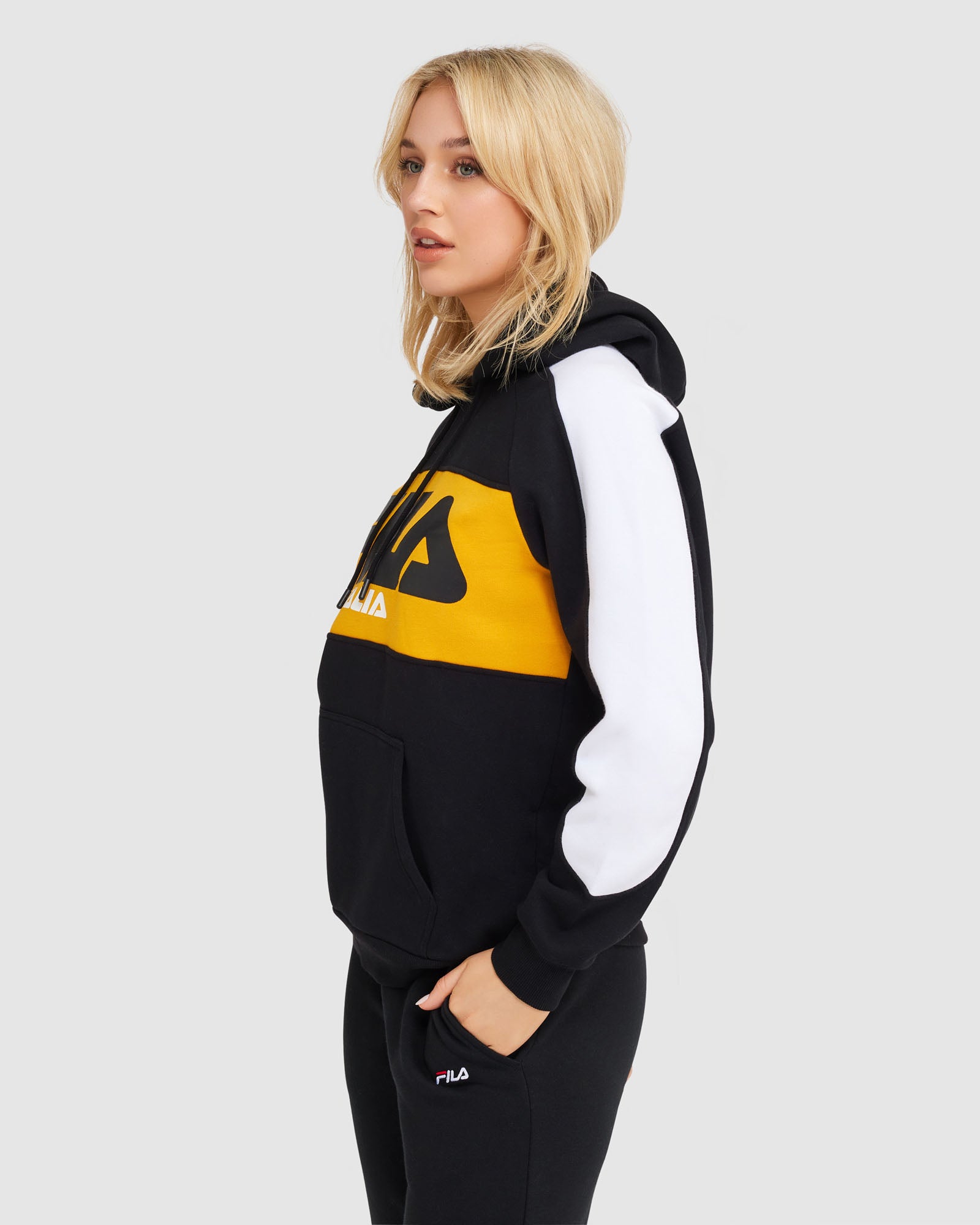 Yellow fila store hoodie women s