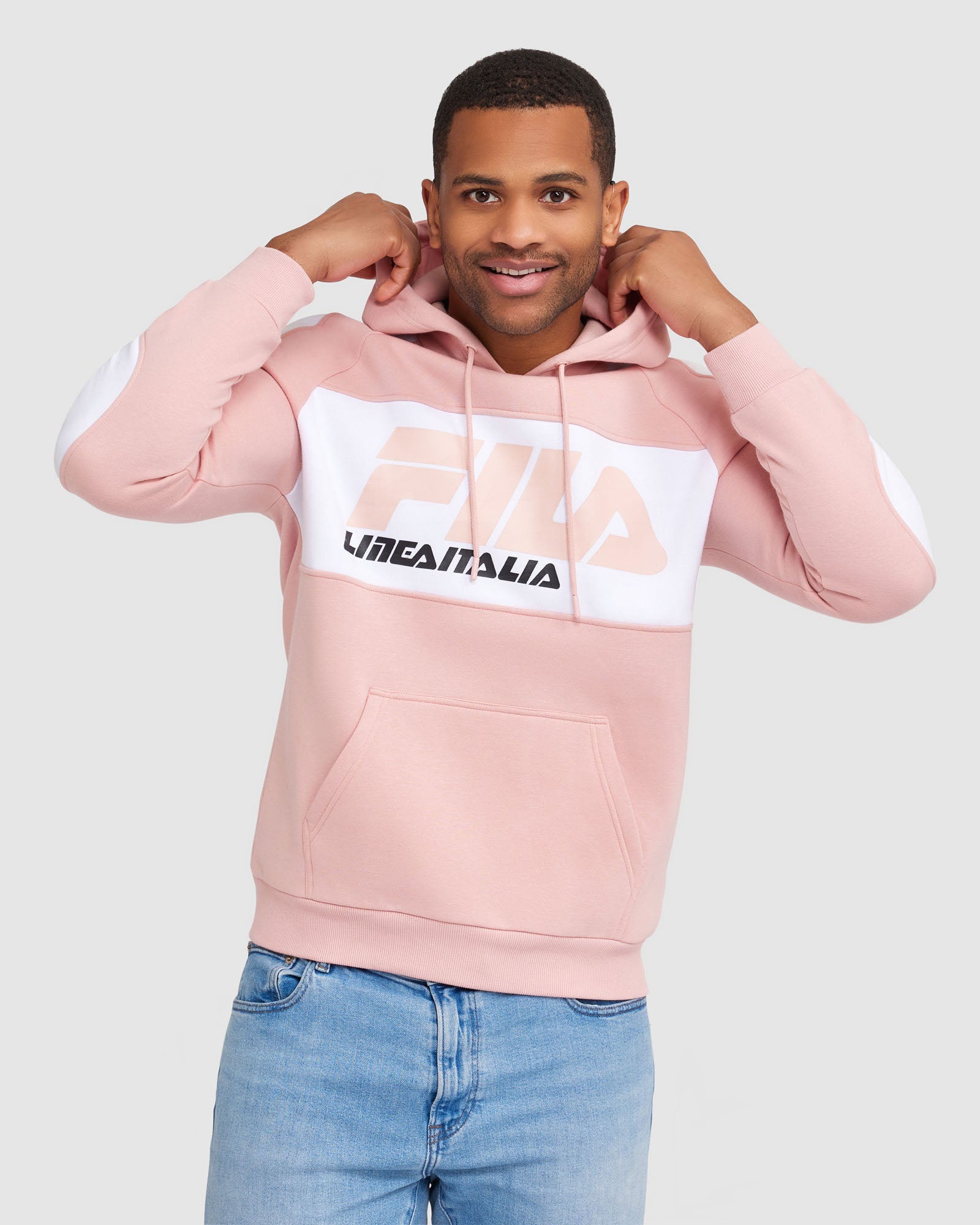 Pink fila clearance hoodie mens