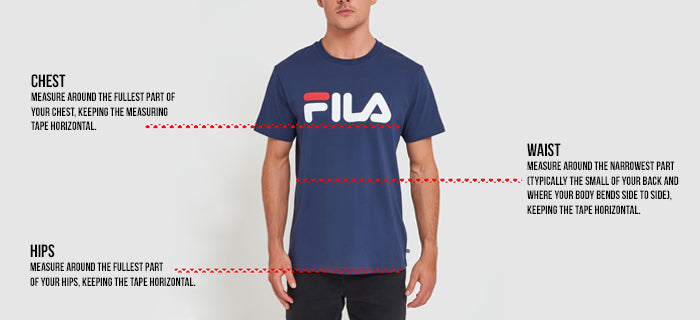 Fila t shirt size chart on sale